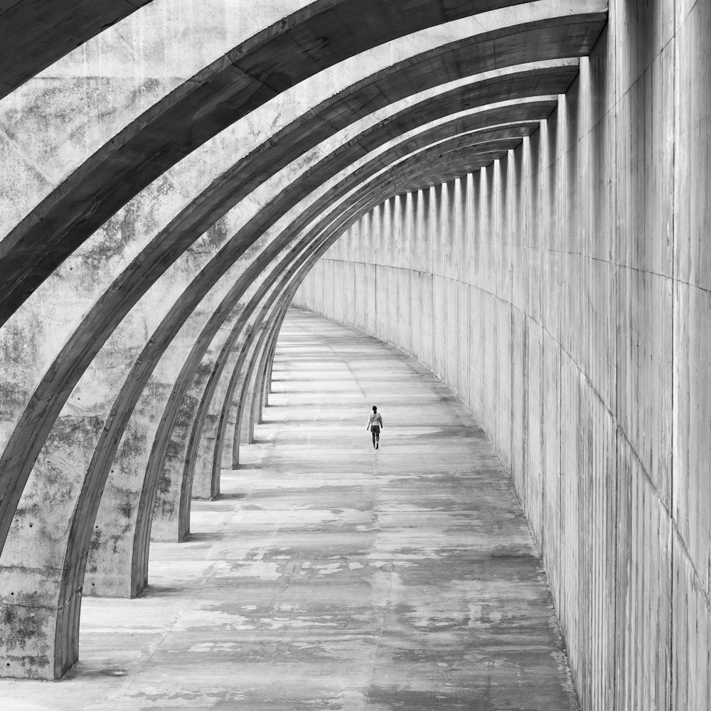 woman walking in hallway