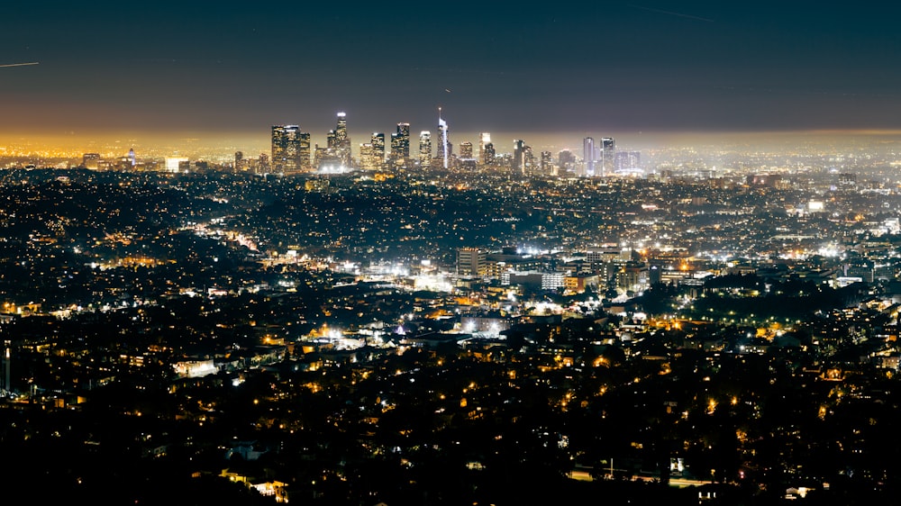 top view of city buildings during nighttime