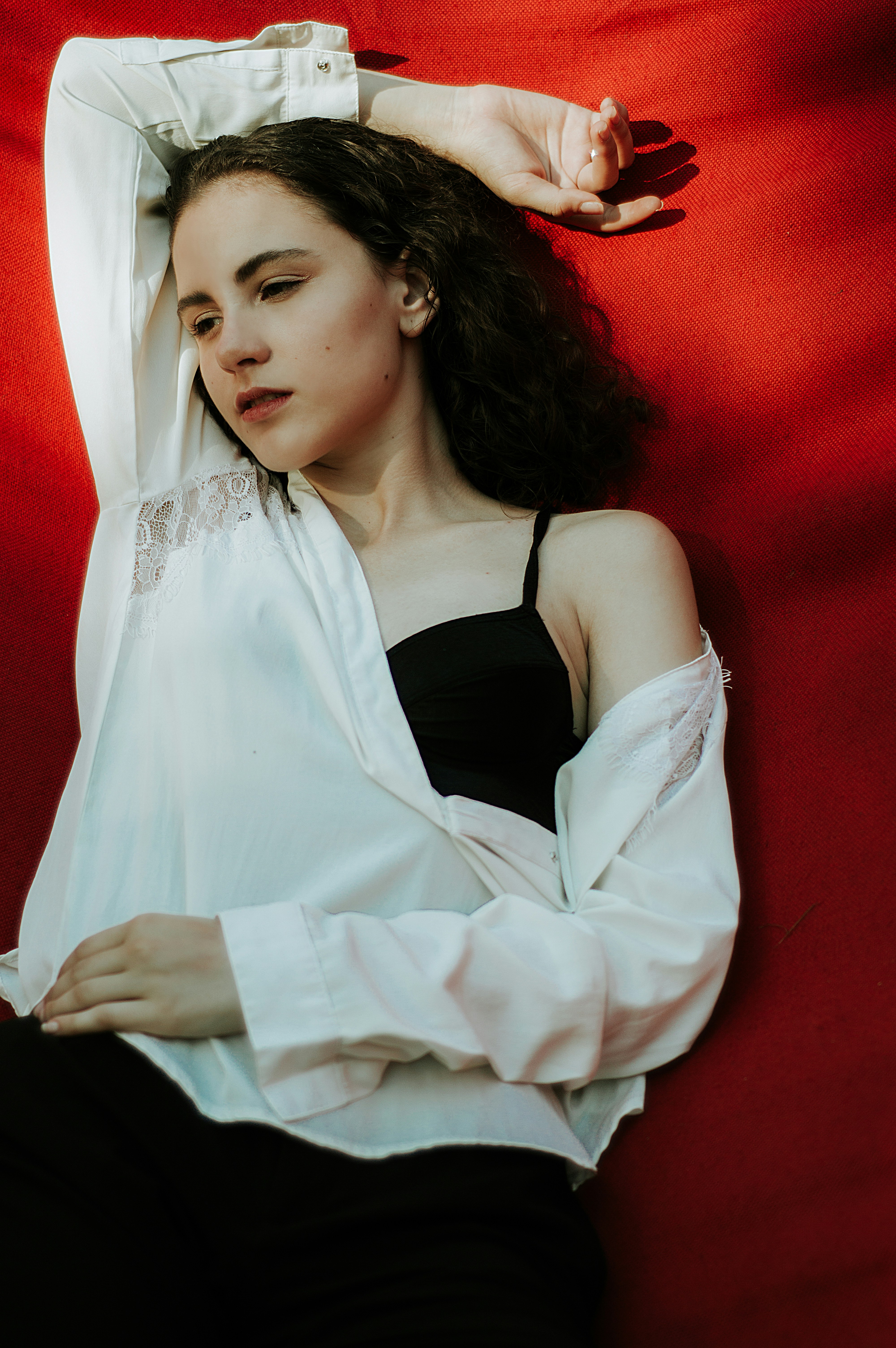 woman wearing white dress shirt