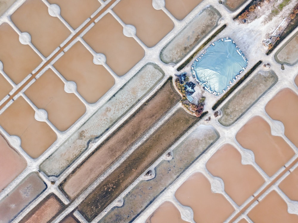 a bird's eye view of a tiled floor