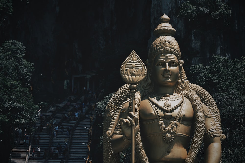 Hindu Deity statue near mountain