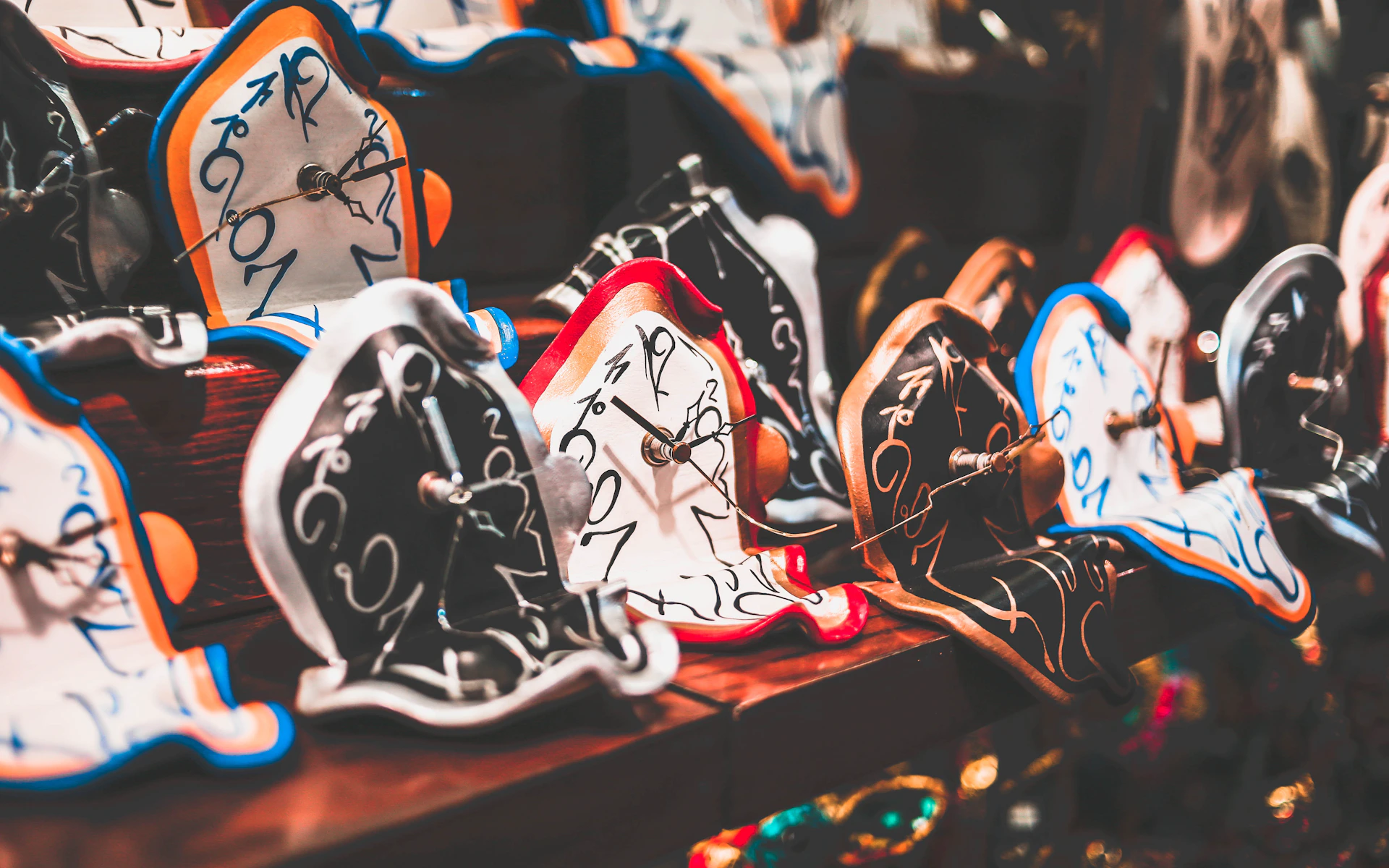 High-resolution close-up of a surreal painting featuring melting clocks and dreamlike landscapes.