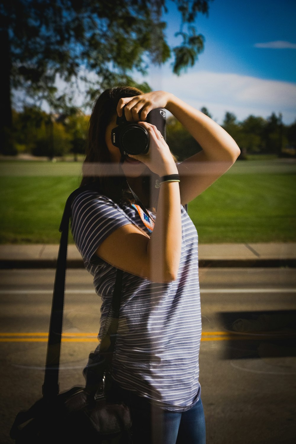 woman using a camera