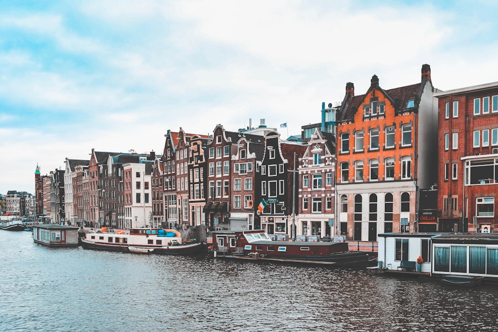 assorted-color buildings in front of water