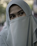 woman wearing blue hijab scarf