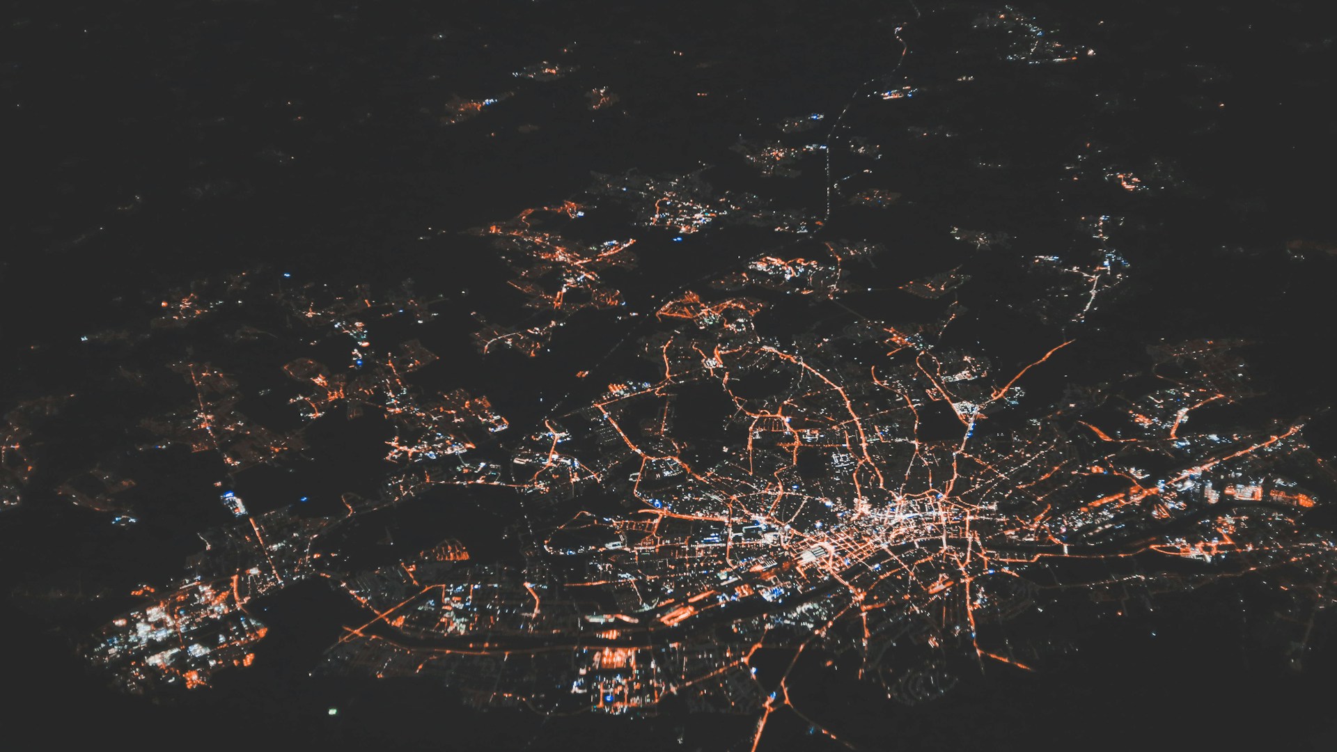 areal view of city lights