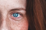 person's blue eye
