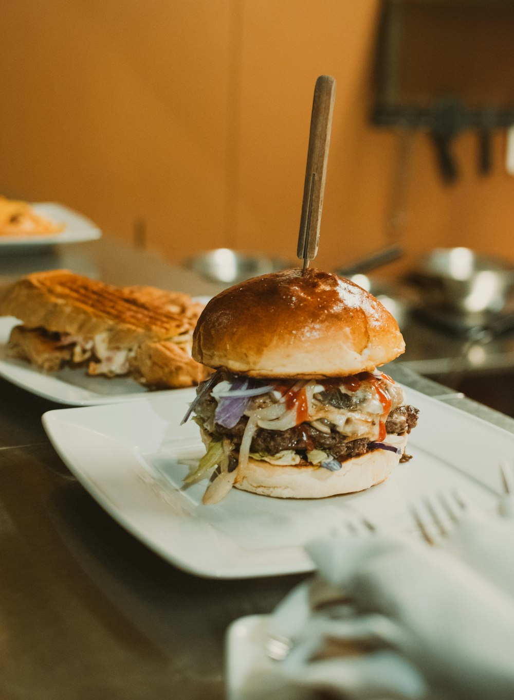 baked hamburger on plate