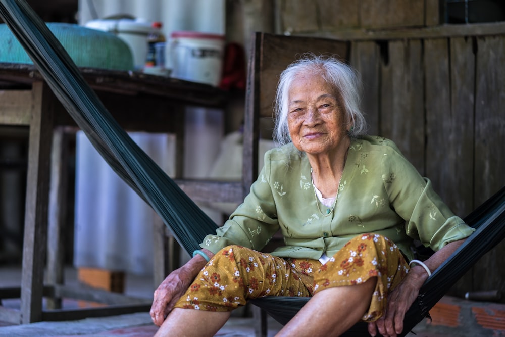 woman sitting on hammock