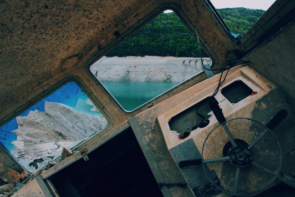 beige boat interior