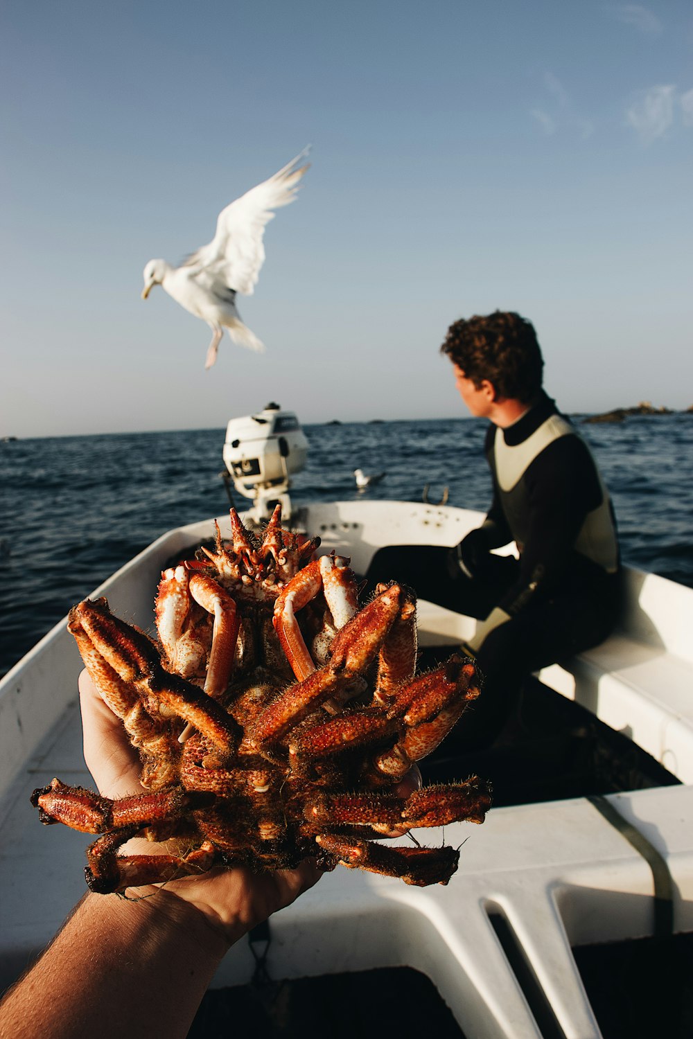 homme assis sur le bateau