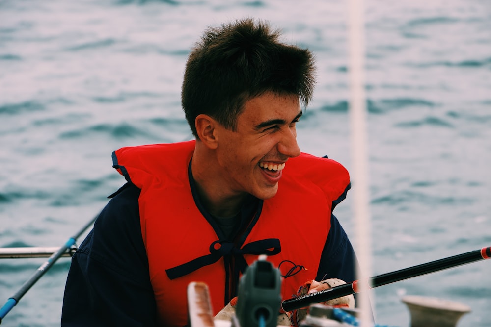 man riding on boat