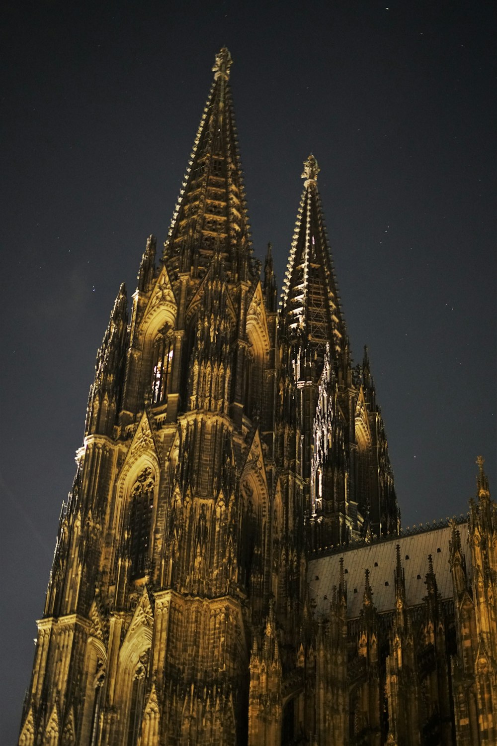 brown concrete building during night