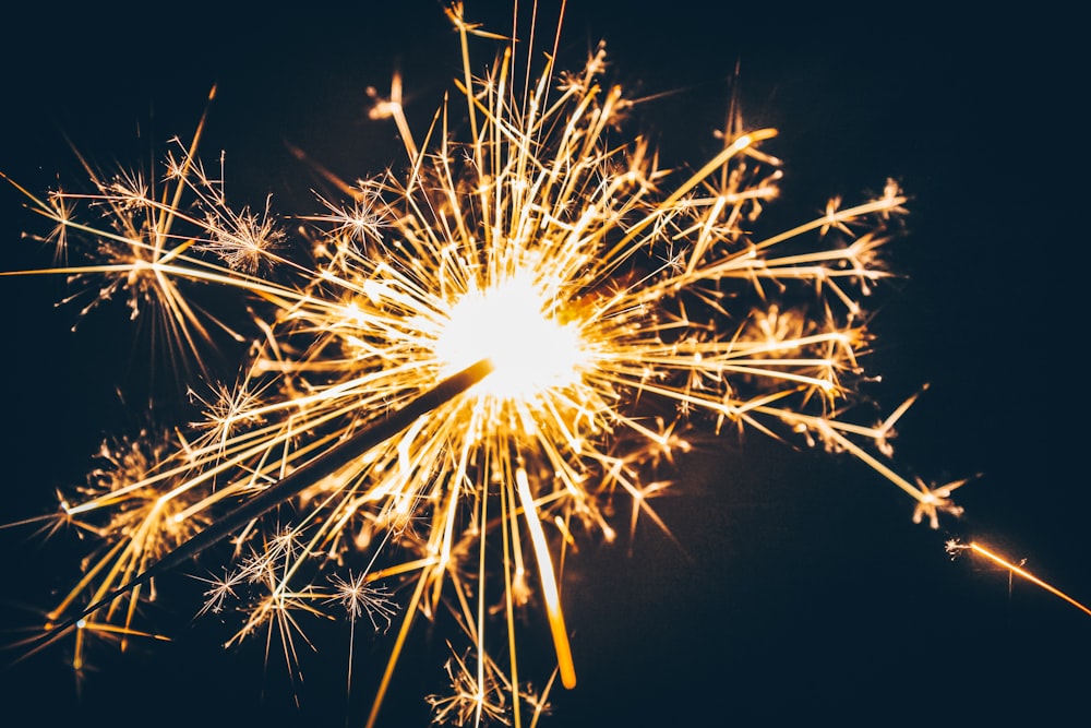 sparkler in closeup photo