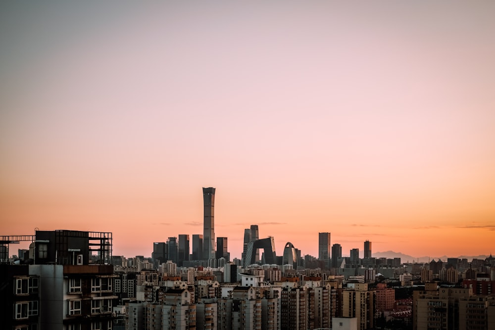 aerial photography of buildings during golden hour