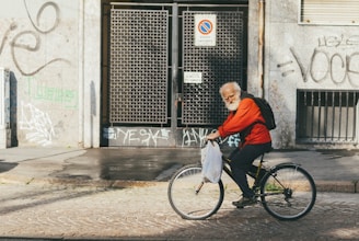 man riding bike