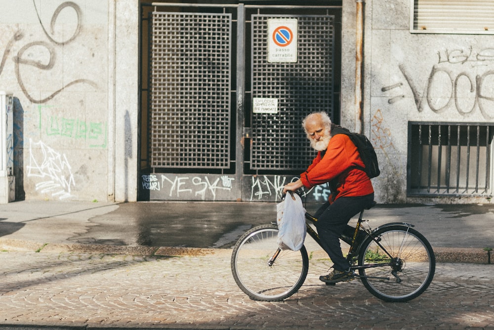 man riding bike