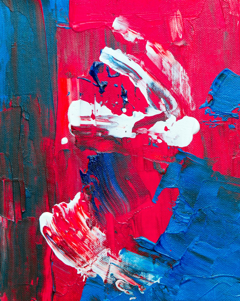 red blue and white abstract painting