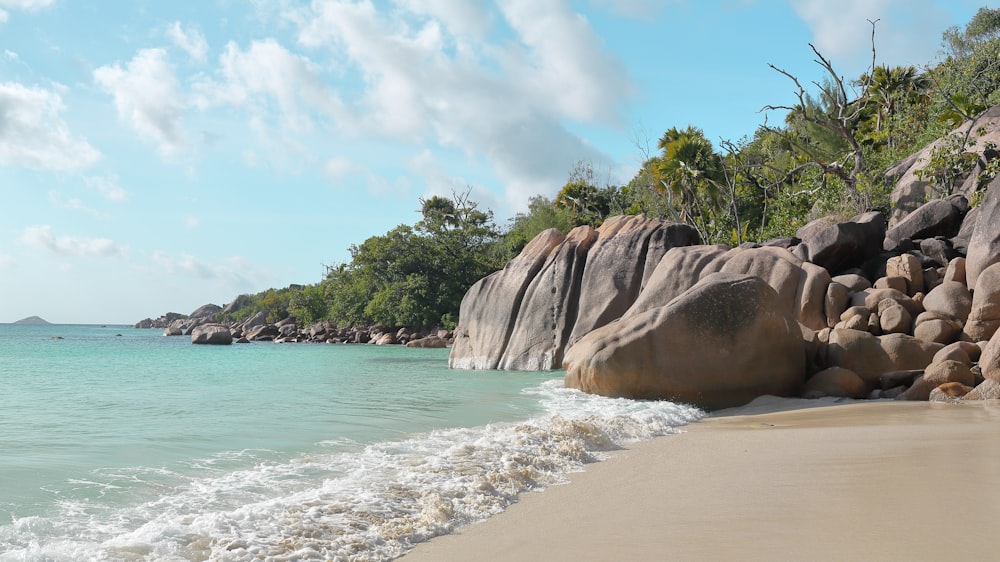 boulders on seashore