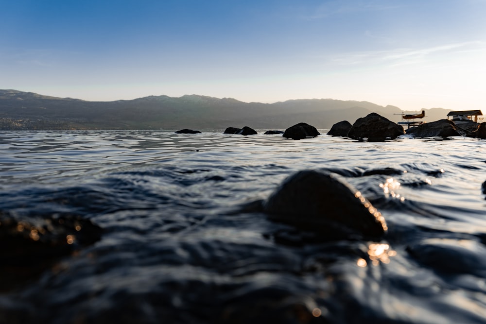 rocks in shallow river