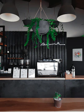 Minimalist website design for a local coffee shop with black and white theme
