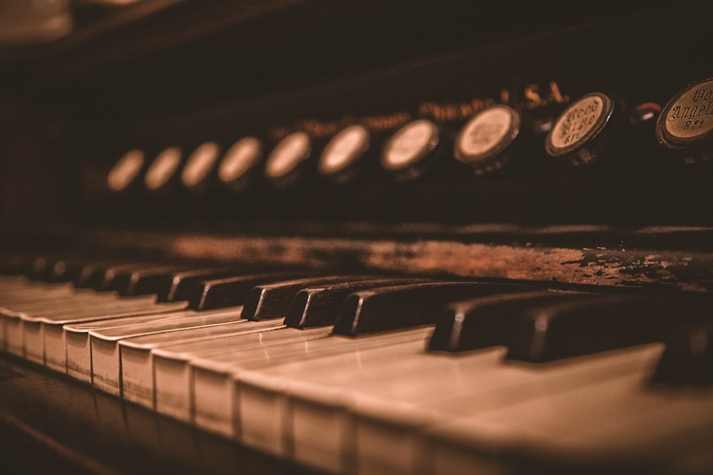 피아노 건반의 매크로 사진
