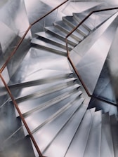 A completed metal staircase showcasing modern design and sturdy construction.