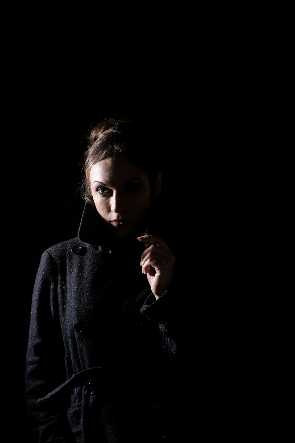 girl wearing black coat