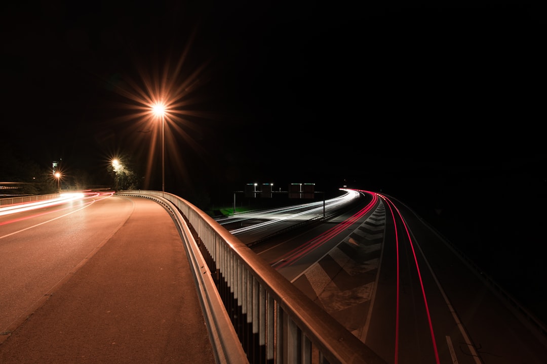 photo of highway during nighttime