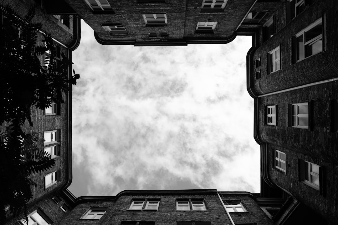 grayscale photo of buildings