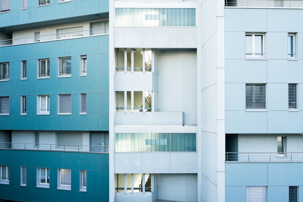 white and blue concrete building