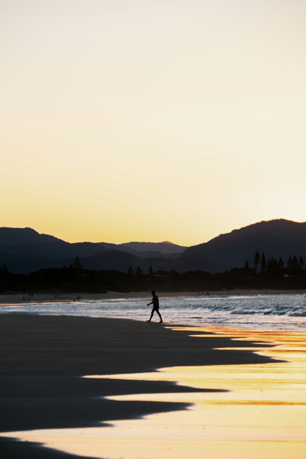 person walking on seashore