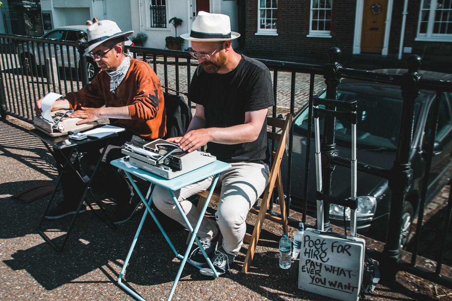 street poets with their typewriters