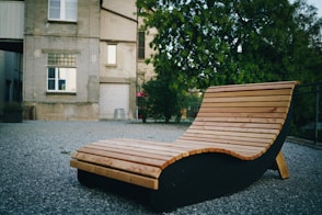 brown wooden lounge deck