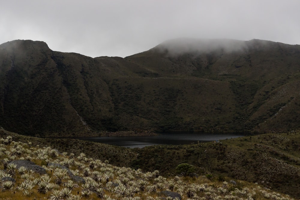 mountain peak and body of water