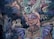 A richly textured and colorful pastel artwork featuring a person wearing an elaborate feathered headdress and a purple mask. The scene is vibrant with swirling patterns and a dark, mysterious background.