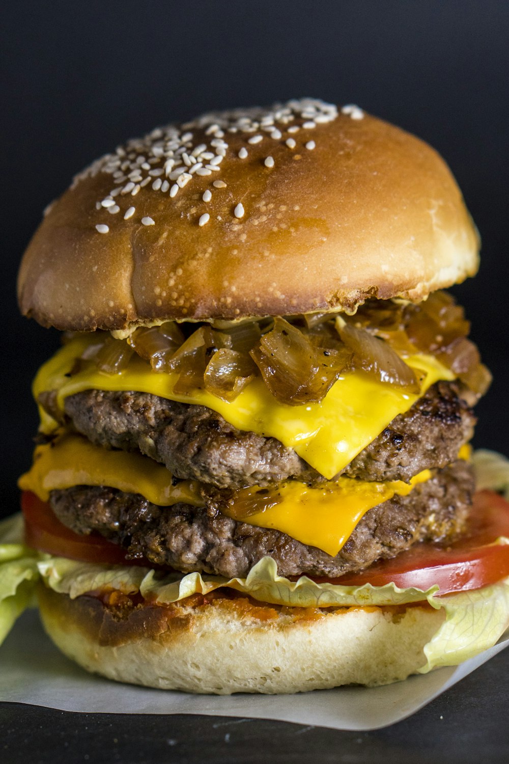 hamburger with cheese and patties