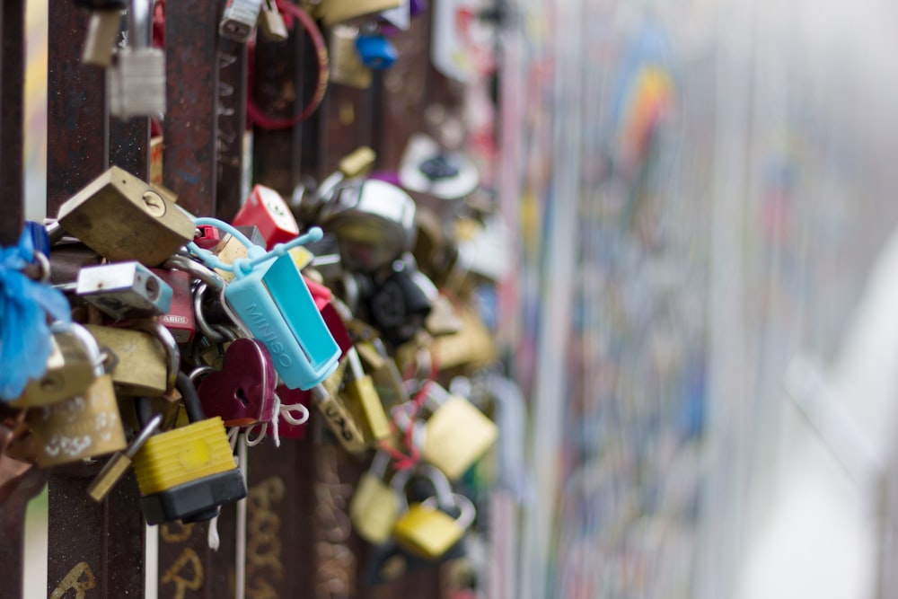 selective focus photography of padlocks