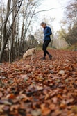 woman walking with dog