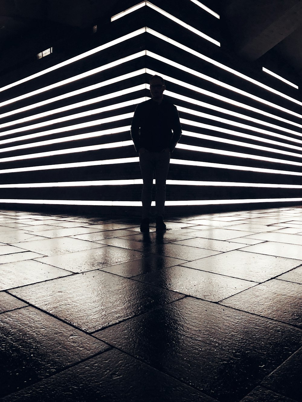 silhouette photography of standing person