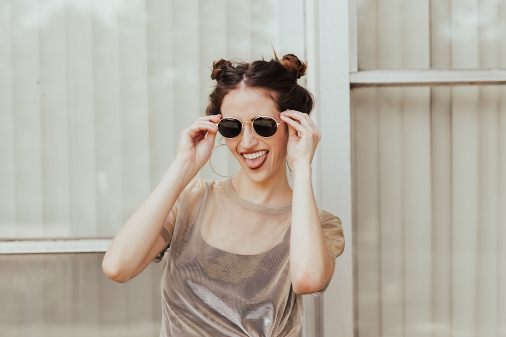 woman sticking her tongue out