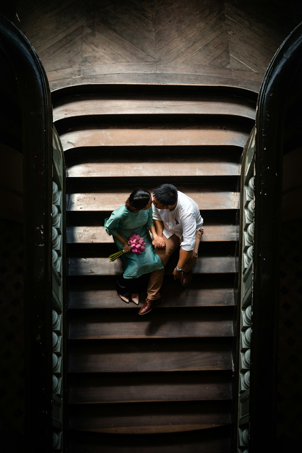couple sitting on stairs