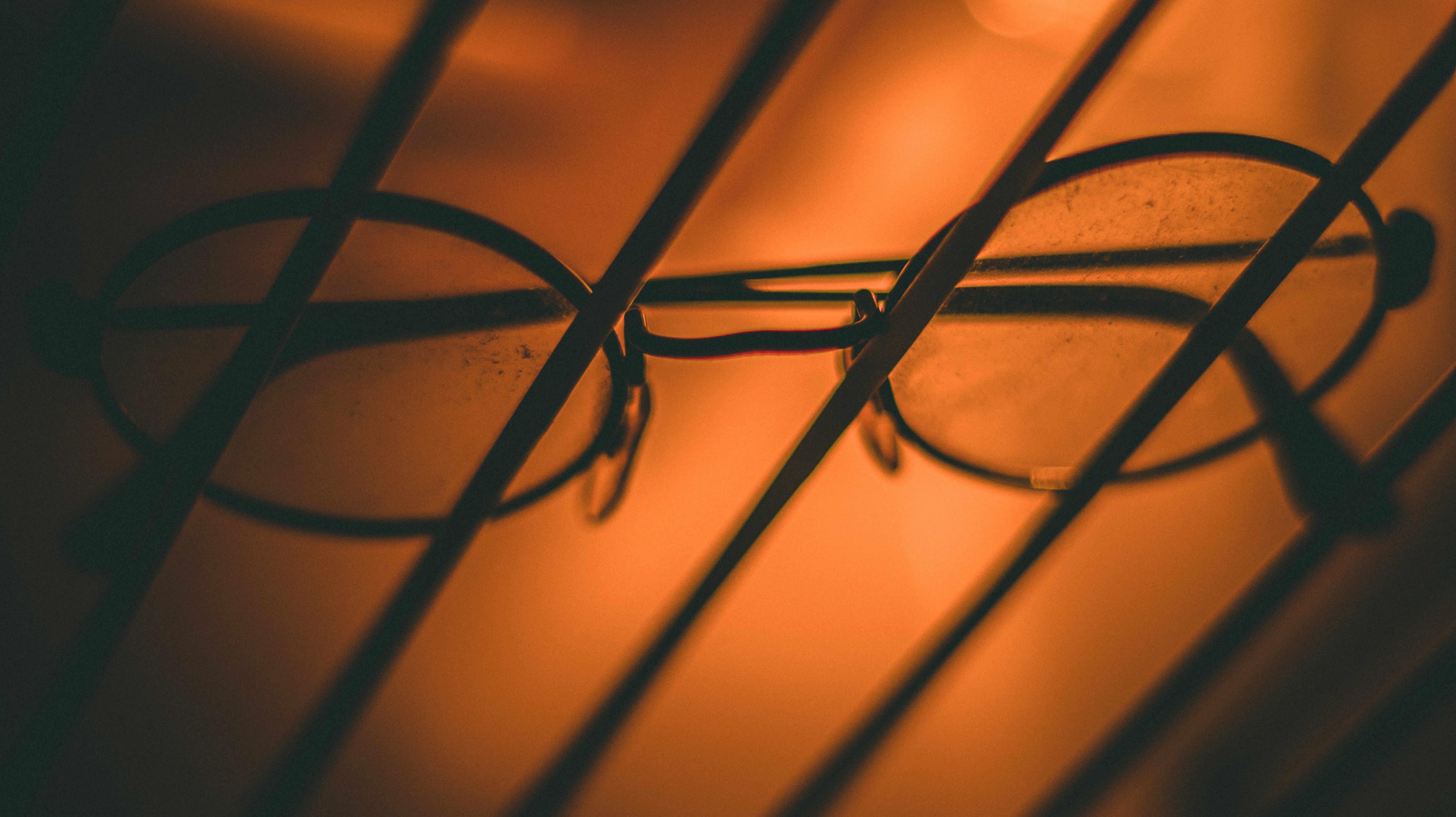 An old pair of glasses over the rack of my fridge.