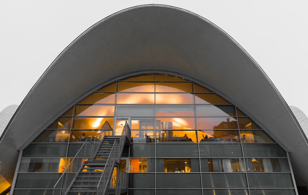 gray glass-framed building