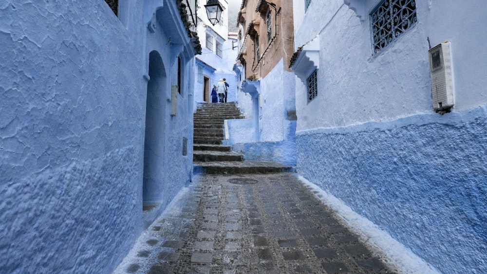 blue painted concrete houses