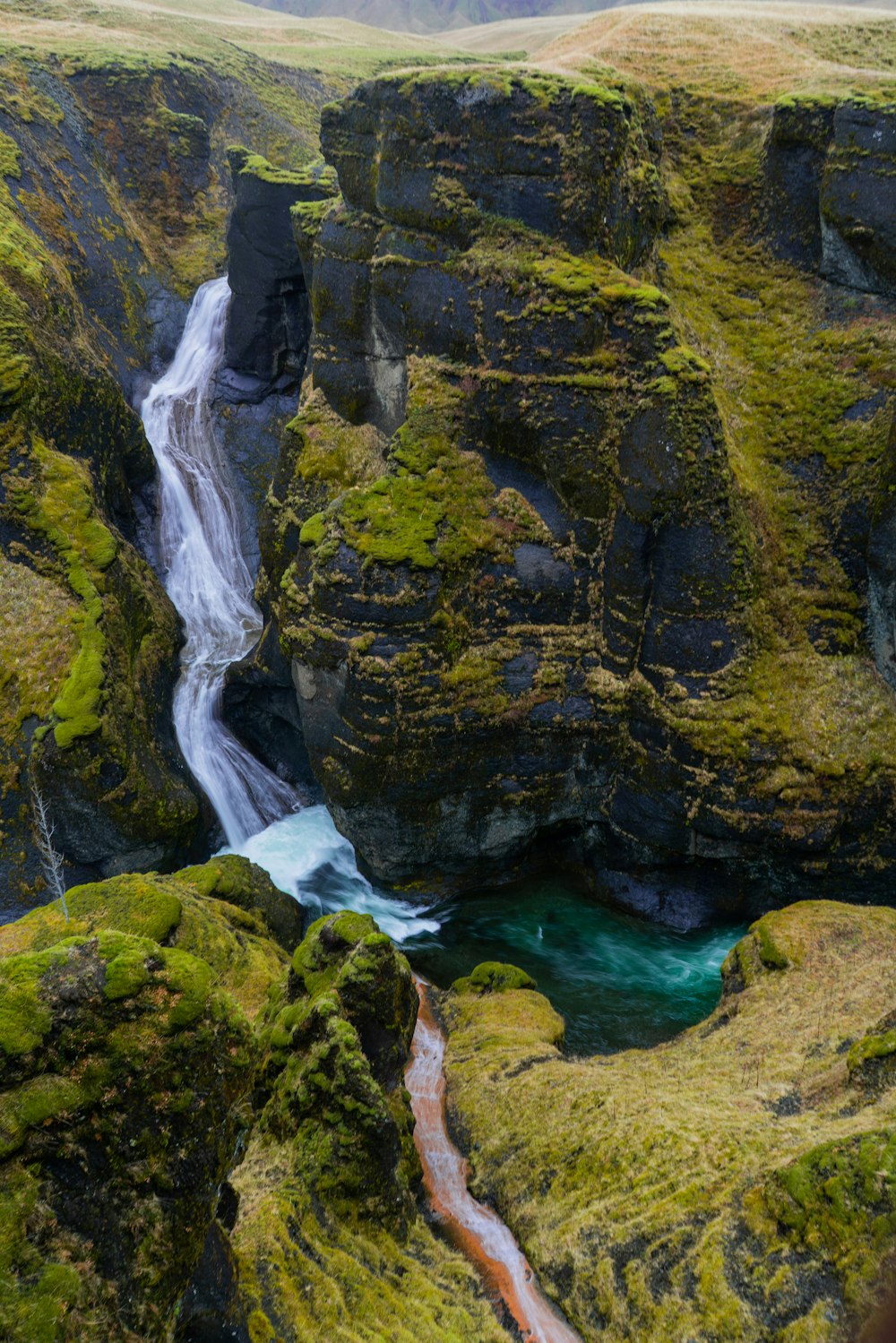 waterfalls in aerial view photography