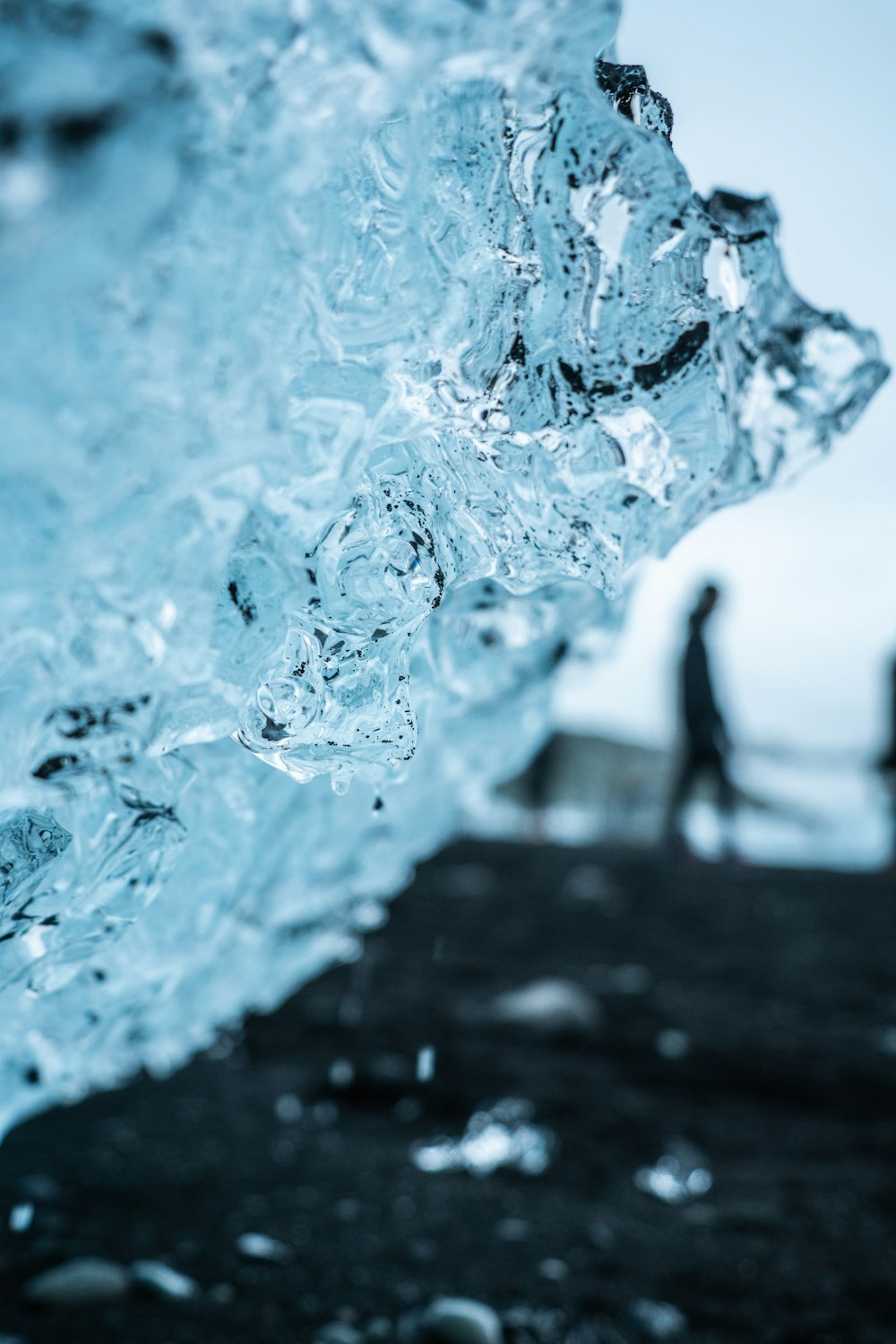 a close up of a piece of ice