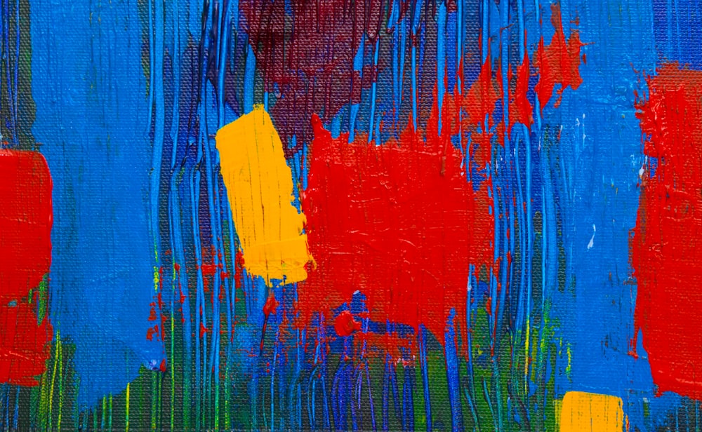 blue green and red abstract painting