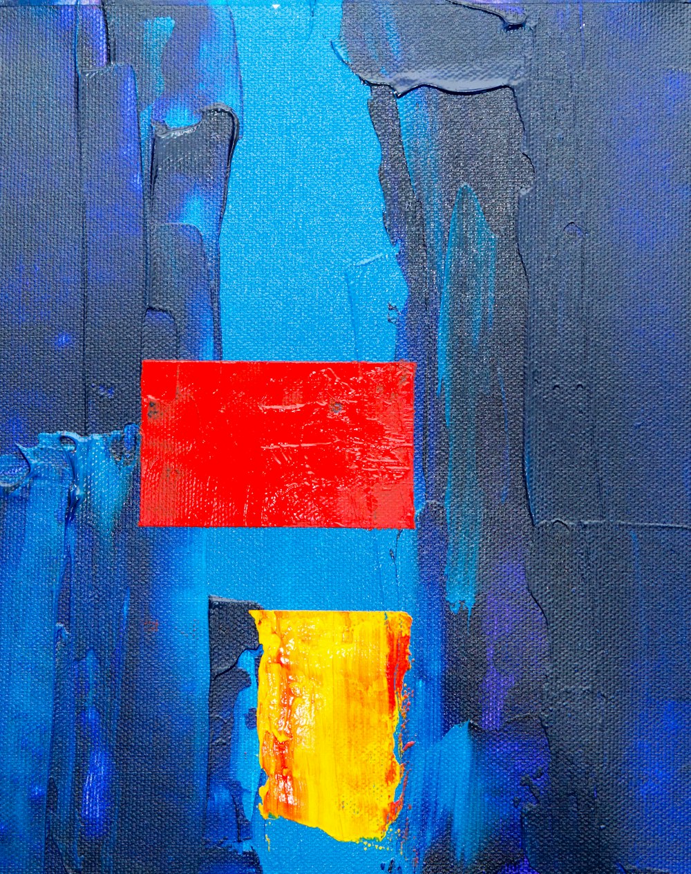 red and blue abstract painting