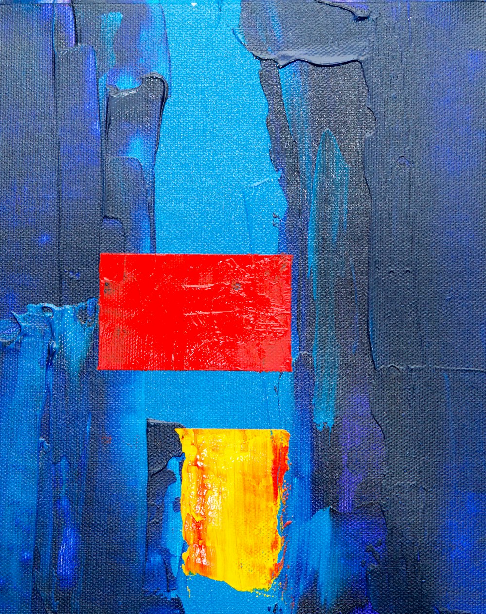 Abstrakte Malerei in Rot und Blau